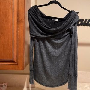 Free People off the shoulder Grey Sweater